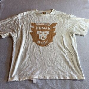 Human Made STRMCWBY Graphic T Shirt Mens Cream White Face Print Size L